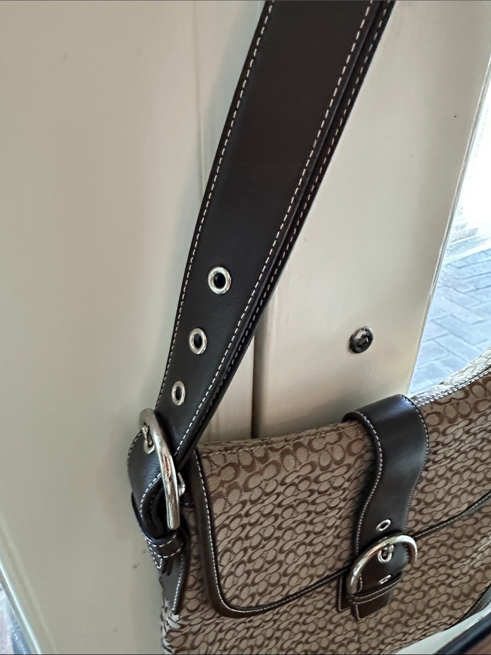 Classic Monogram Shoulder Bag in Brown and Black - Picture 7 of 10